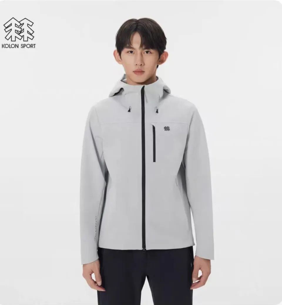 Upper body material picture KOLON SPORT/Kelon 26fw Wind Ridge Graphene Soft Shell Jacket Water-repellent Anti-static Hooded Fleece Jacket